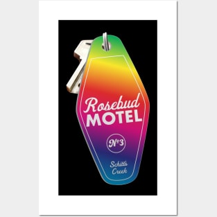 Schitt's Creek Rosebud Motel Key Tag, Retro design in Pride Flag Rainbow colors Posters and Art